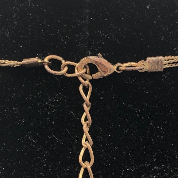 Multi Strand Necklace Blue Yellow Beads Rhinestones Statement Extender - Picture 4 of 7